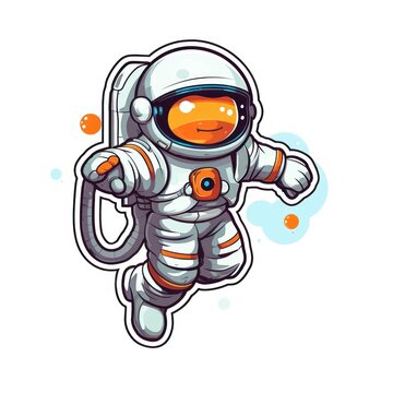 sticker with cute little astronaut in a space suit, adorable characters, ai tools generated image