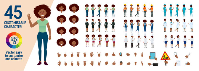 Customisable character set - 45 women poses and outfits easy design and animation