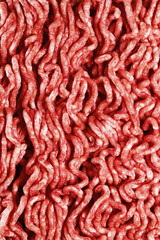 Closeup of raw red meat such as pork or beef