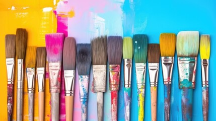 Fototapeta premium Brushing Creativity: Artistic Paintbrush Craft Background