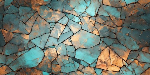 AI Generated. AI Generative. Cracked bronze texture material background geometric abstract grunge pattern. Graphic Art