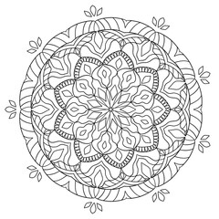 Flower mandala picture, white background. ethnic decorative elements
