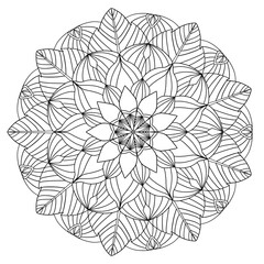 Flower mandala picture, white background. ethnic decorative elements