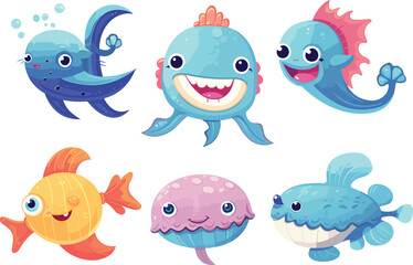 Big collection of underwater elements.GenerativeAI.