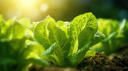 Obraz premium Outdoor Argiculture close photo of a Salad plant