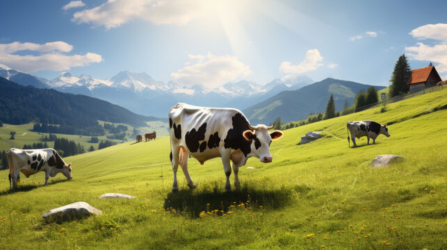 Outdoor Argiculture Environment of Cows on a field