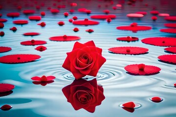 red rose petals on water