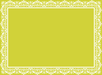 Decorative frame Elegant vector element for design in Eastern style, place for text. Floral yellow and white border. Lace illustration for invitations and greeting cards