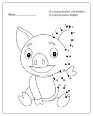 Cute Animals Dot To Dot Pages for Kids, Black and White,