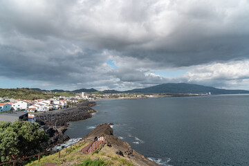 View over city and sea.