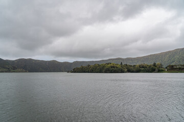 The mesmerizing lakes of Sete Cidades on the Sao Miguel island in the Azores of Portugal. 