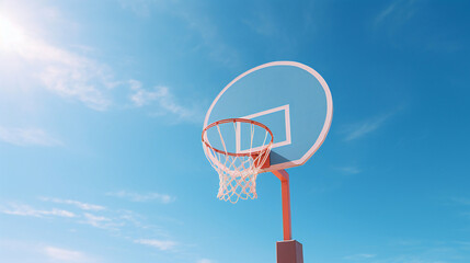 Naklejka premium basketball hoop against blue sky