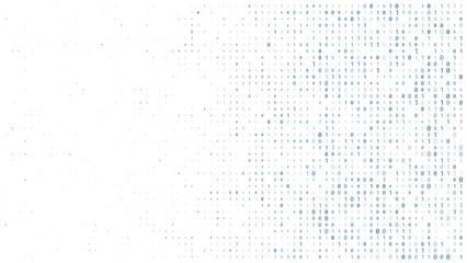 Loop animation of blue random digital data matrix of binary code numbers isolated on a white background with a text space. Seamless motion background for technology, cyberspace or big data concept - Powered by Adobe