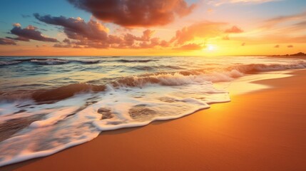 Fototapeta na wymiar Tranquil beach with golden sands under the sunset