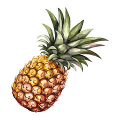 a watercolor pineapple vector. Isolated on white. clipart for graphic resources.  Fruit painting vector illustration