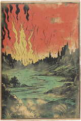 Pulp Art Comic Book Print Machine Backgrounds 8 High Resolution JPGs Vintage Inspired Design
