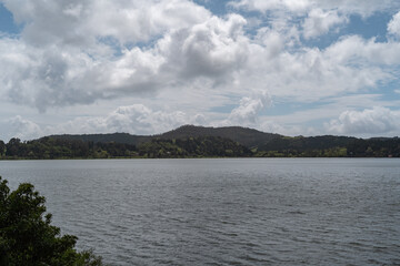 Walking around Furnas lake in the Azores.