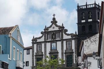 Fototapeta premium Black and white church on Sao Miguel Island of the Azores.
