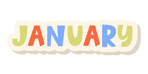 January Lettering Word. Month Planner Sticker