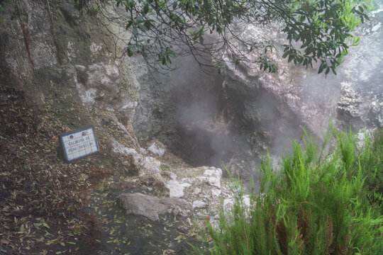Volcanic activities on the island of Sao Miguel on the Azores. 
