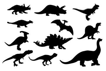 Set silhouettes of dinosaurs. EPS10 vector © ecrow
