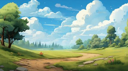 Beautiful Lofi Style Outdoor Landscape Environment