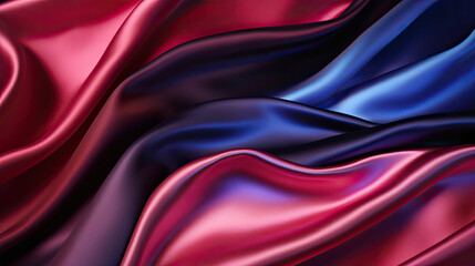 Obraz premium Black blue violet purple maroon red magenta silk satin, Color gradient, Abstract background, Drapery, curtain, Folds, Shiny fabric, Glow glitter neon electric light metallic, Line stripe