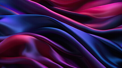 Obraz premium Black blue violet purple maroon red magenta silk satin, Color gradient, Abstract background, Drapery, curtain, Folds, Shiny fabric, Glow glitter neon electric light metallic, Line stripe