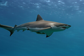 Fototapeta premium Haifisch unter Wasser - KI generierte Illustration