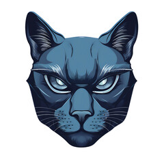 Naklejka premium Blue cougar logo. A striking portrayal of a black panther, exuding power and mystery, with its intense gaze and sleek, dark fur