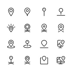 Location icon. Map pin place marker. linear Editable Stroke. Line, Solid, Flat Line, thin style and Suitable for Web Page, Mobile App, UI, UX design.