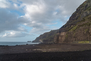 The sea meeting the volcanic rocks on the island of Sao Miguel in the Azores. 