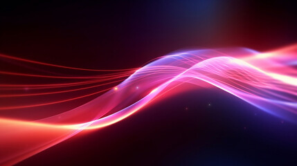 Naklejka premium abstract futuristic background with gold PINK blue glowing neon moving high speed wave lines and bokeh lights. Data transfer concept Fantastic wallpaper, Generative Ai