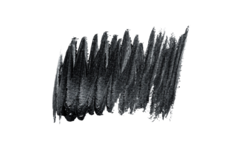 Black acrylic paint, ink brush stroke, brush, line, art. Clean artistic design stripe elements. Isolated Hand Drawn PNG Texture. Transparent background.