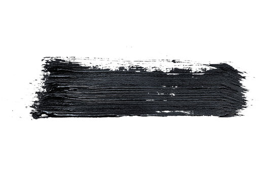 Black Acrylic Paint, Ink Brush Stroke, Brush, Line, Art. Clean Artistic Design Stripe Elements. Isolated Hand Drawn PNG Texture. Transparent Background.