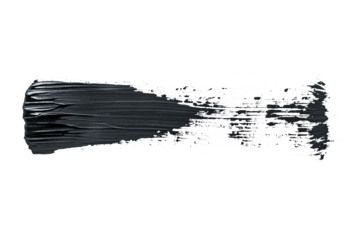 Black acrylic paint, ink brush stroke, brush, line, art. Clean artistic design stripe elements. Isolated Hand Drawn PNG Texture. Transparent background.