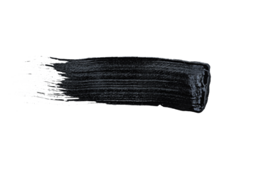 Black acrylic paint, ink brush stroke, brush, line, art. Clean artistic design stripe elements. Isolated Hand Drawn PNG Texture. Transparent background.