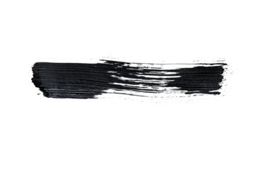 Black acrylic paint, ink brush stroke, brush, line, art. Clean artistic design stripe elements. Isolated Hand Drawn PNG Texture. Transparent background.