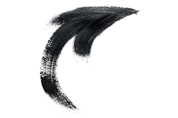 Black acrylic paint, ink brush stroke, brush, line, art. Clean artistic design stripe elements. Isolated Hand Drawn PNG Texture. Transparent background.