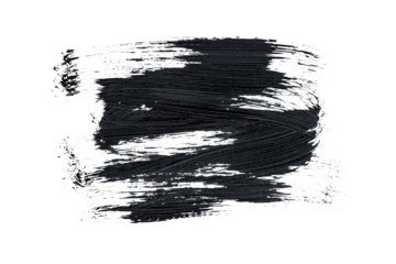 Black acrylic paint, ink brush stroke, brush, line, art. Clean artistic design stripe elements. Isolated Hand Drawn PNG Texture. Transparent background.
