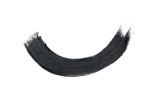Black acrylic paint, ink brush stroke, brush, line, art. Clean artistic design stripe elements. Isolated Hand Drawn PNG Texture. Transparent background.