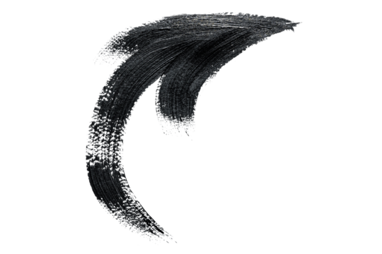 Black acrylic paint, ink brush stroke, brush, line, art. Clean artistic design stripe elements. Isolated Hand Drawn PNG Texture. Transparent background.