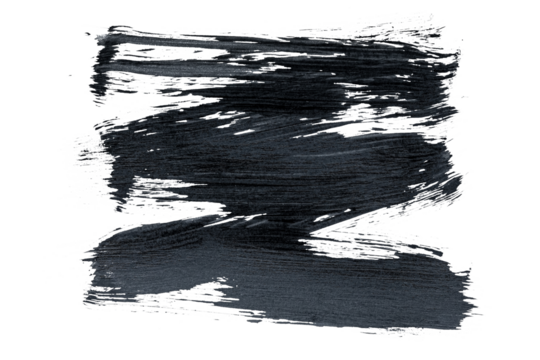 Black acrylic paint, ink brush stroke, brush, line, art. Clean artistic design stripe elements. Isolated Hand Drawn PNG Texture. Transparent background.