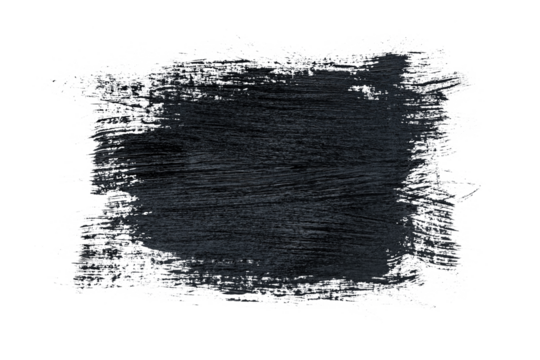 Black acrylic paint, ink brush stroke, brush, line, art. Clean artistic design stripe elements. Isolated Hand Drawn PNG Texture. Transparent background.