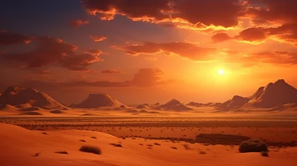 Fototapete Backstein Cinematic African landscape. Sahara grasslands. Sunrise over the desert plains. Safari views, Generative Ai