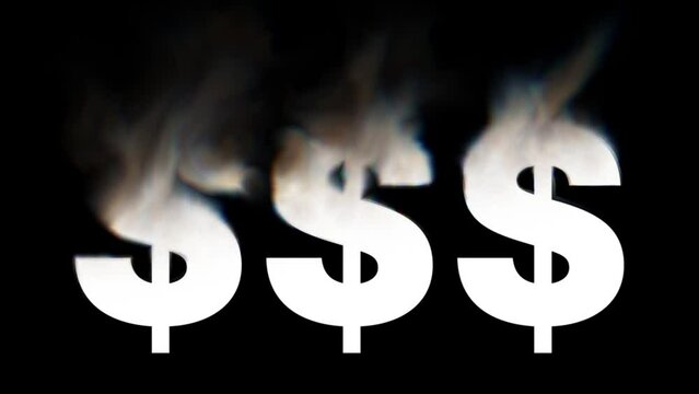 Money word dissolving like smoke animation