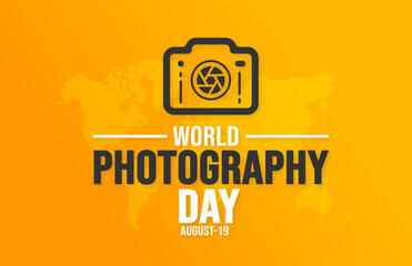 World Photography Day background template. Holiday concept. background, banner, placard, card, and poster design template with text inscription and standard color. vector illustration.