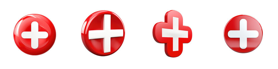 Obraz premium Red Medical Cross clipart collection, vector, icons isolated on transparent background