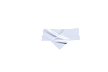 Isolated White wrinkled adhesive tape pieces. Strips of insulating tape on transparent background. PNG for design collage overlay. Torn plastic tape.