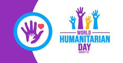 Fototapeta premium World Humanitarian Day background template. Holiday concept. background, banner, placard, card, and poster design template with text inscription and standard color. vector illustration.